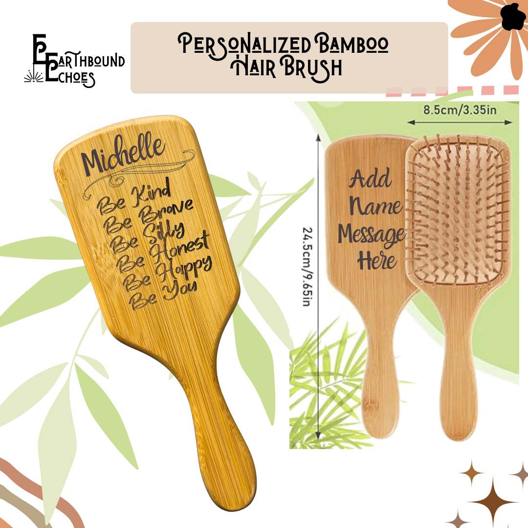 Bamboo Hair Brush Personalized - Elegance in Every Stroke
