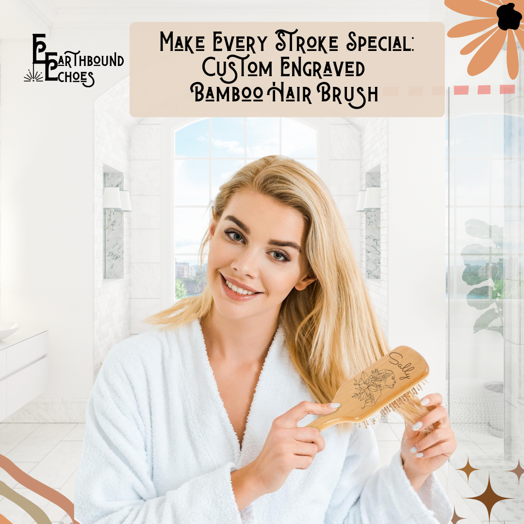 Bamboo Hair Brush Personalized - Elegance in Every Stroke
