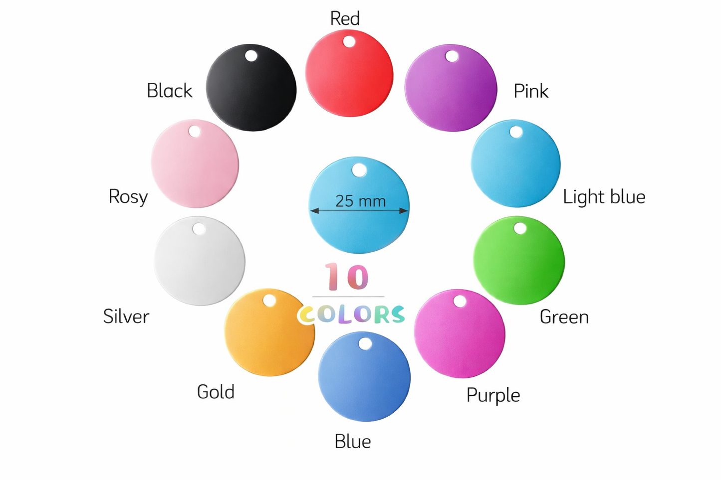Personalized Engraved Pet ID Tag | Custom Aluminum Dog & Cat Collar Charm (Circle)