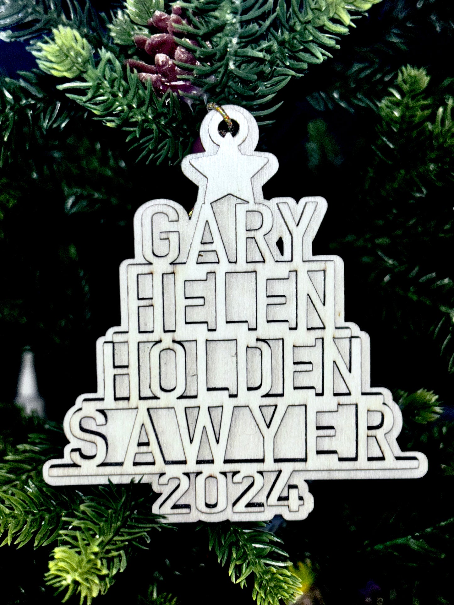 Family Name Wooden Tree Ornaments