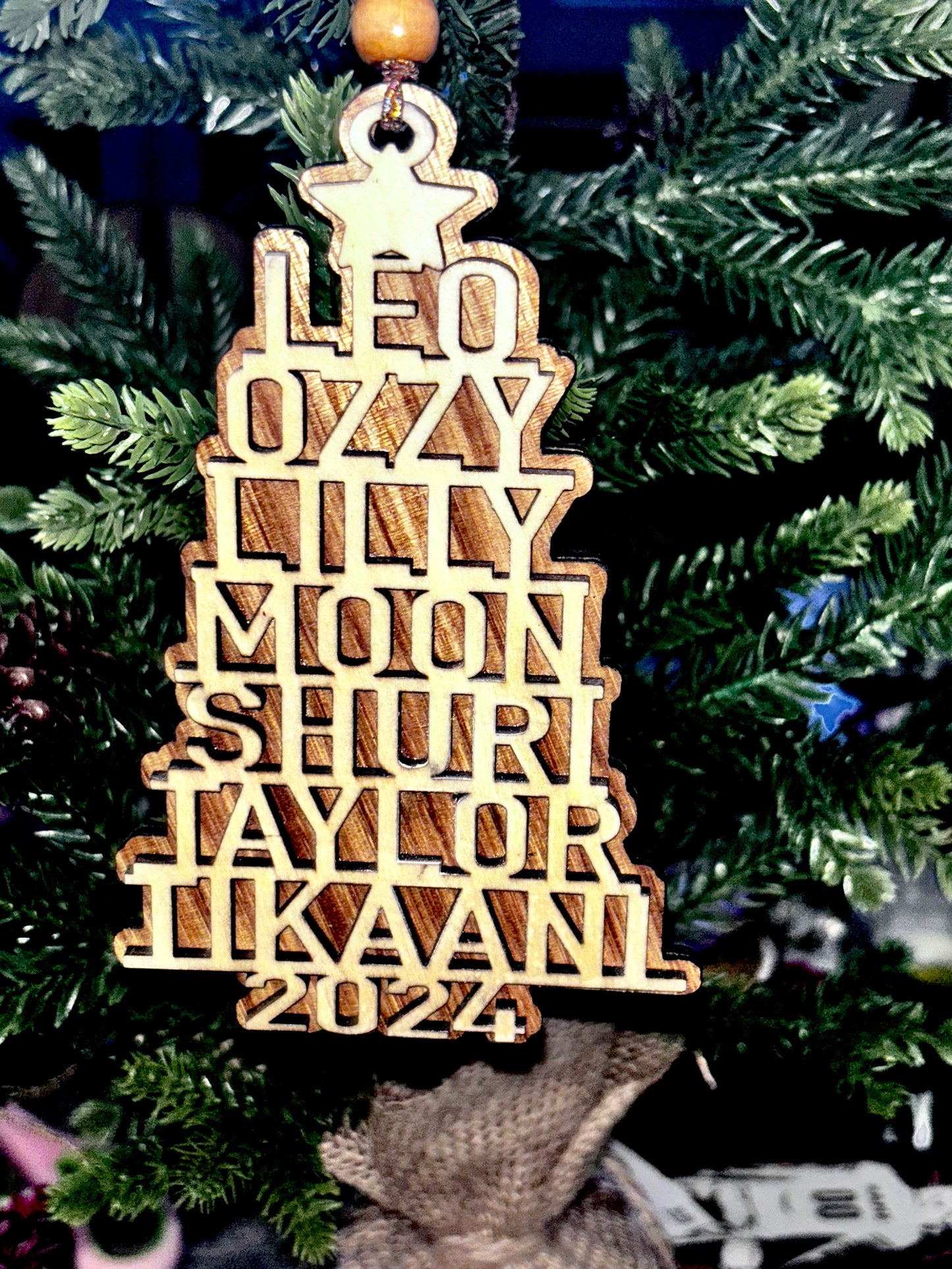 Family Name Wooden Tree Ornaments