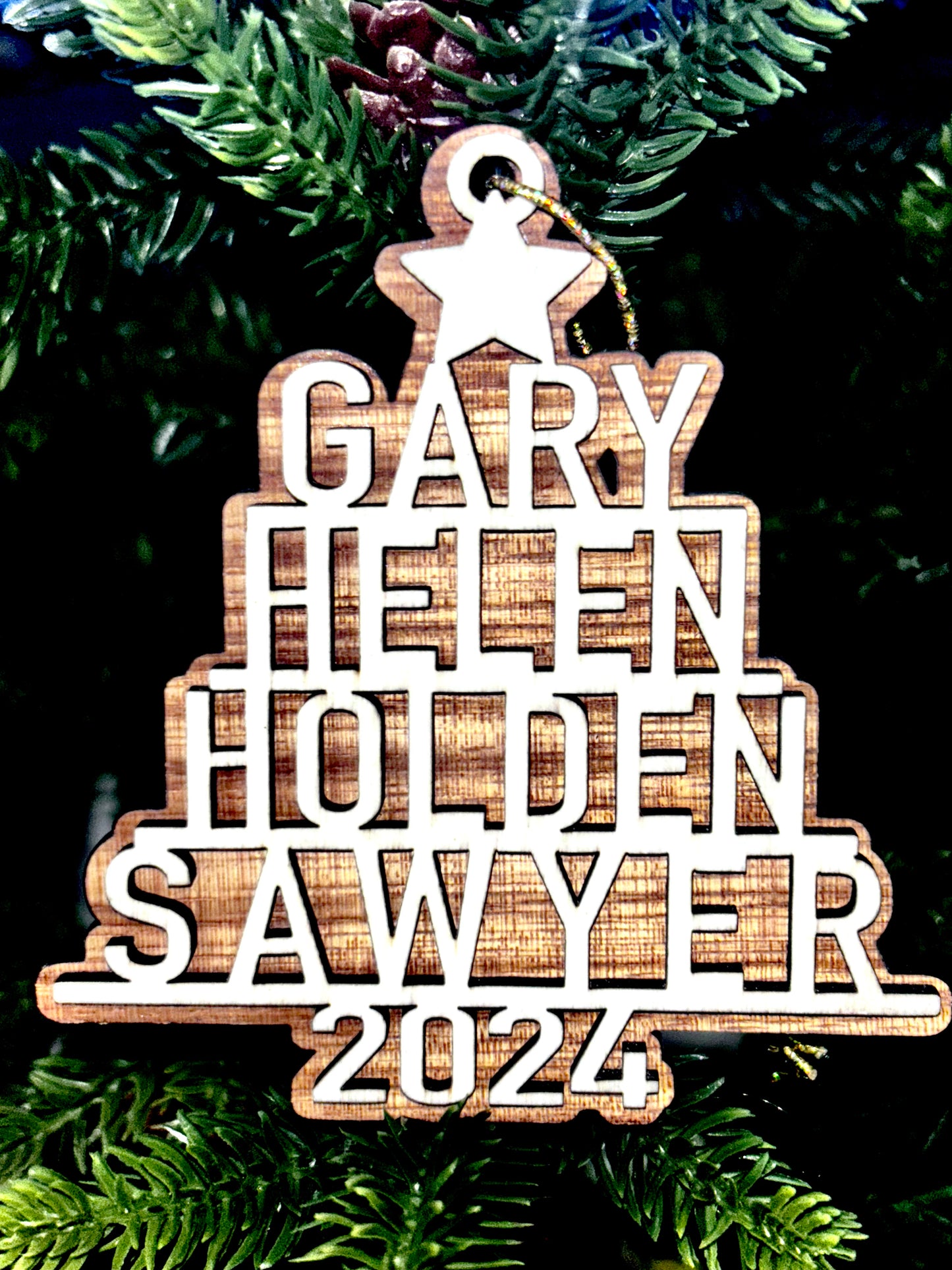 Family Name Wooden Tree Ornaments