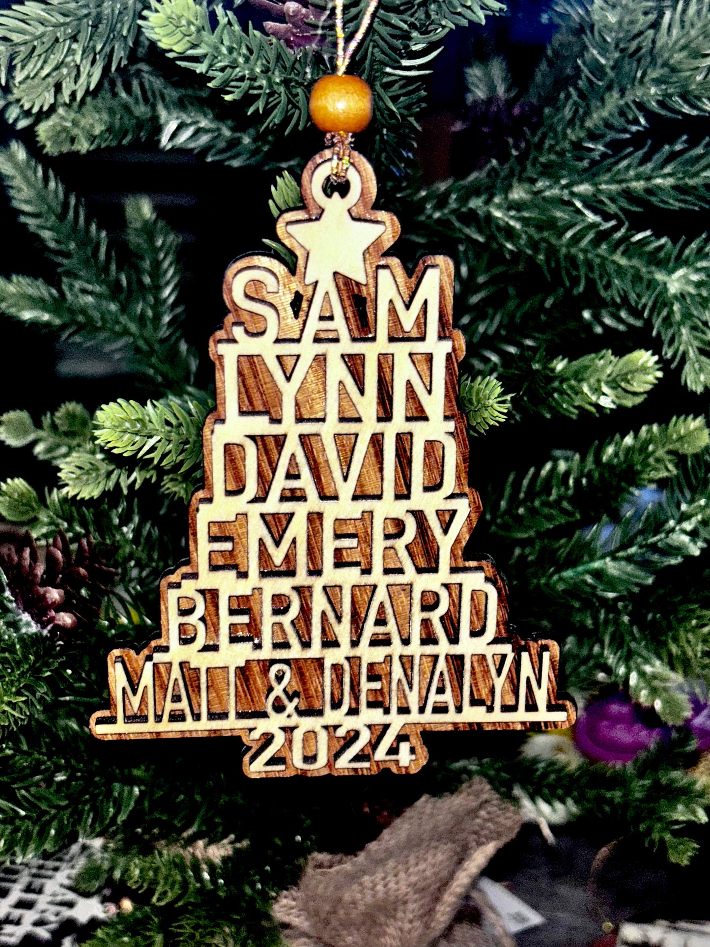 Family Name Wooden Tree Ornaments