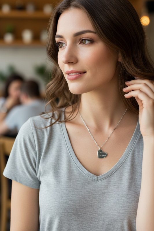 Personalized Engraved Heart Necklace – Custom Name Pendant in Gold, Silver or Rose Gold