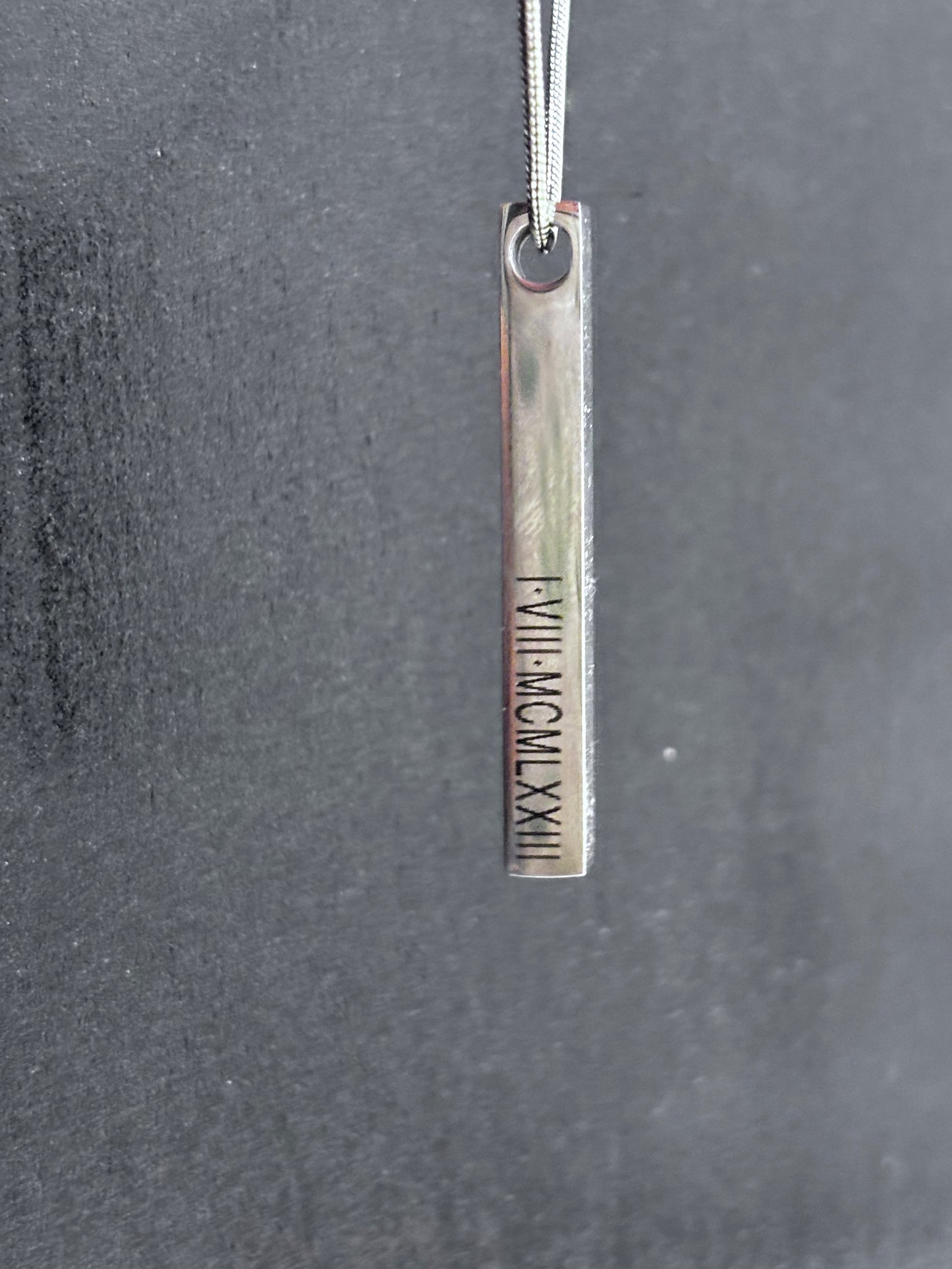 3D Engraved Bar Charm Necklace – Custom Coordinates, Names & Messages