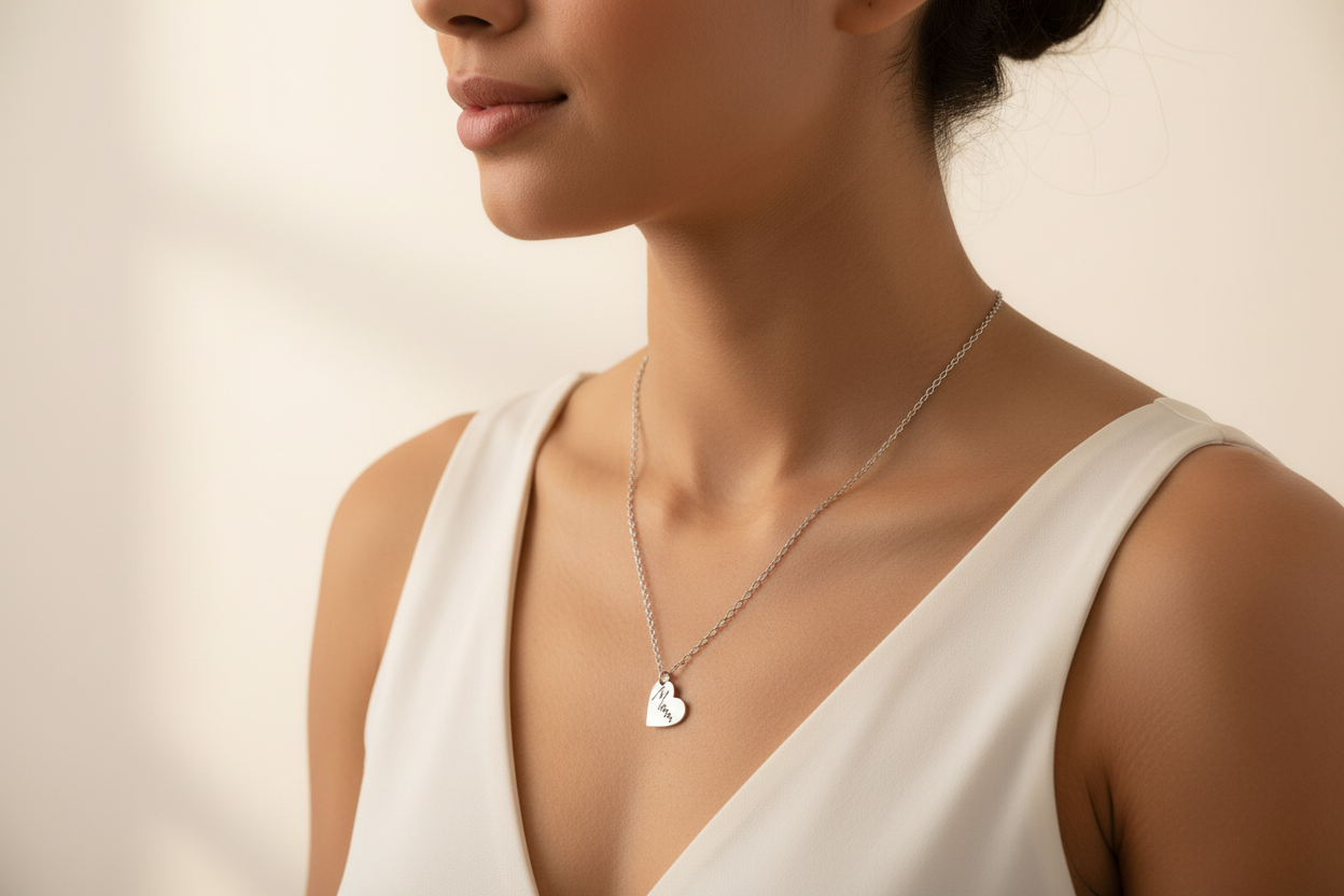 Personalized Engraved Heart Necklace – Custom Name Pendant in Gold, Silver or Rose Gold