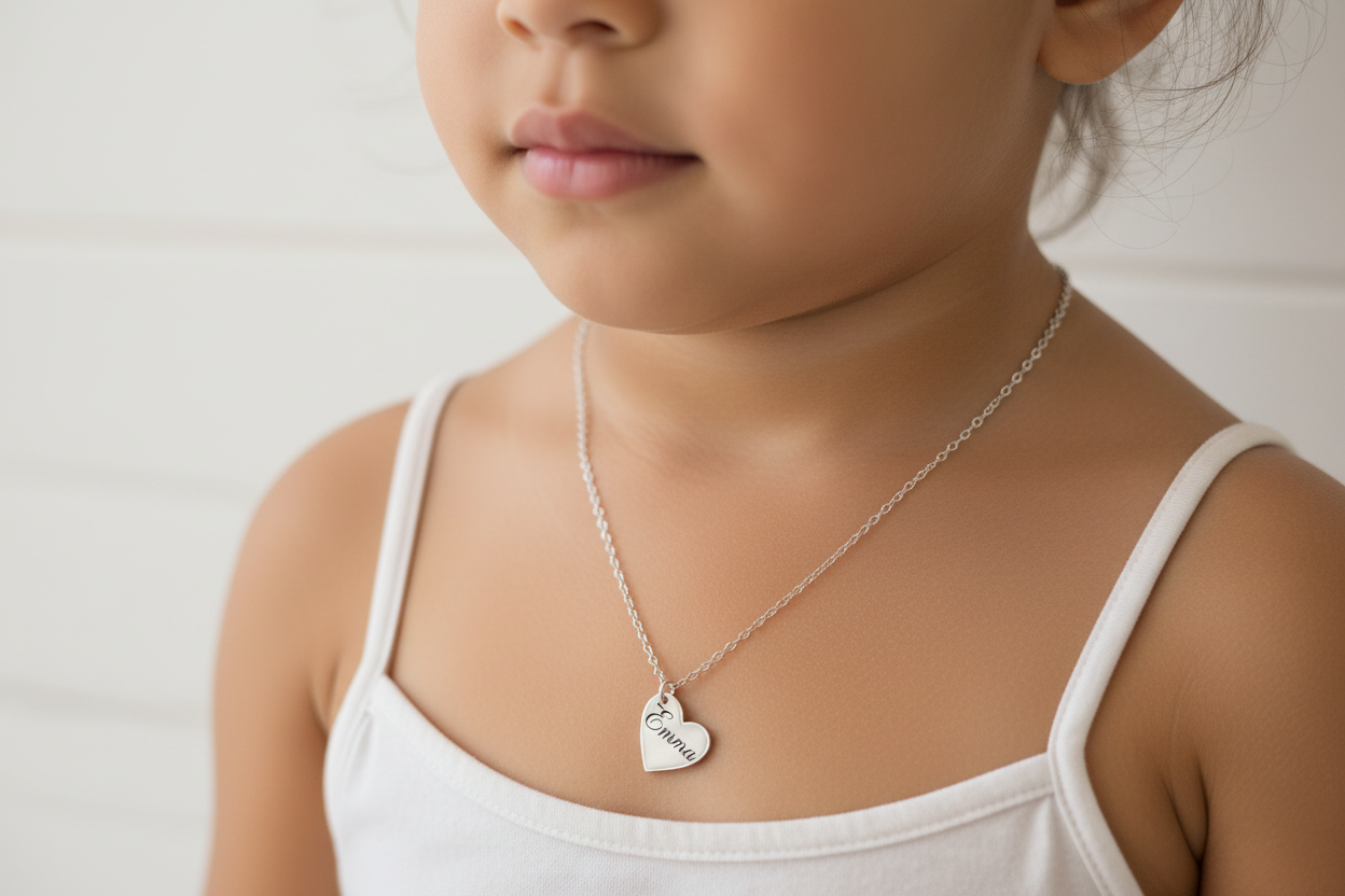 Personalized Engraved Heart Necklace – Custom Name Pendant in Gold, Silver or Rose Gold